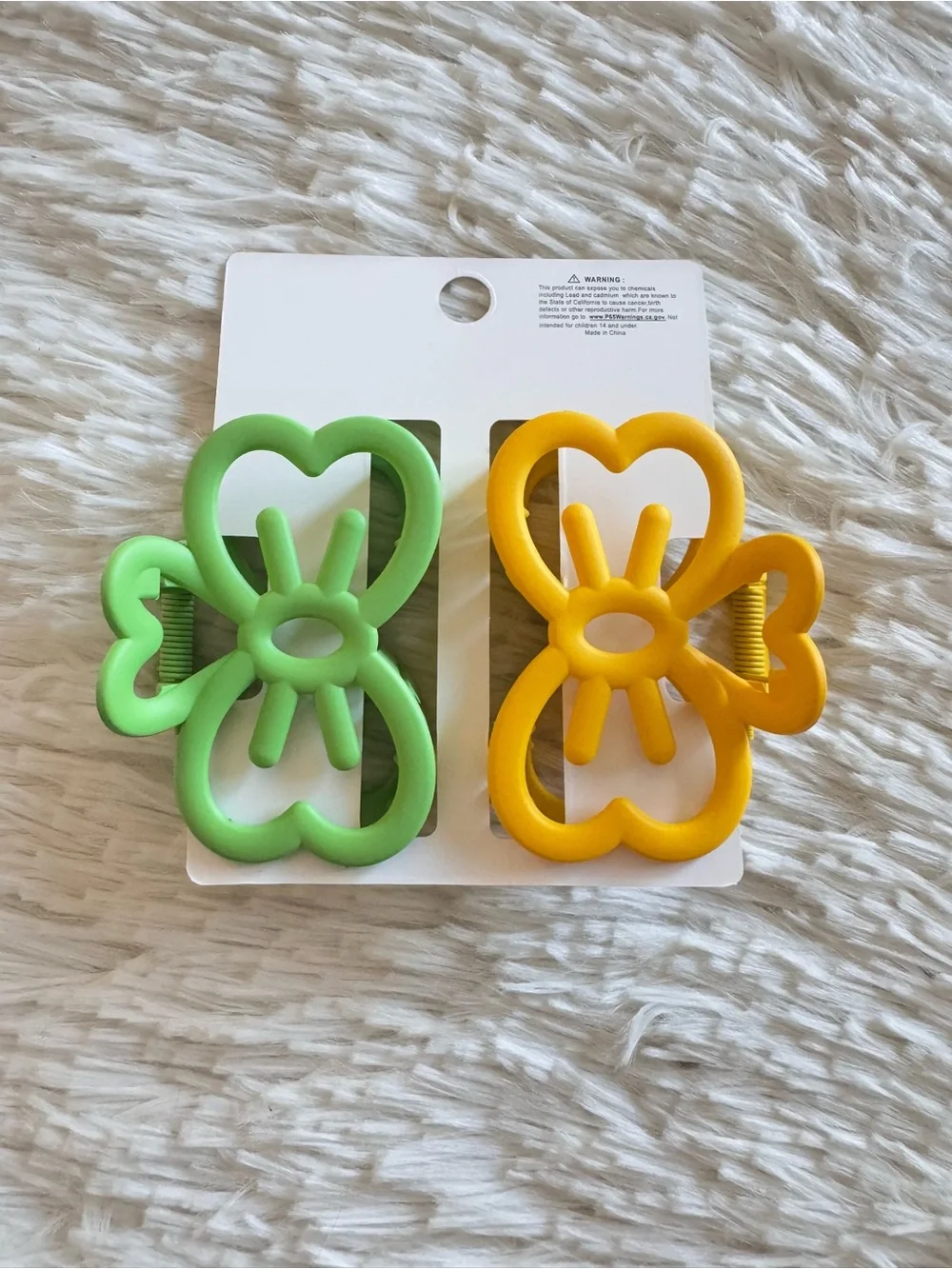 Hello kitty bows  Clips claw  - Yellow & Green set of 2